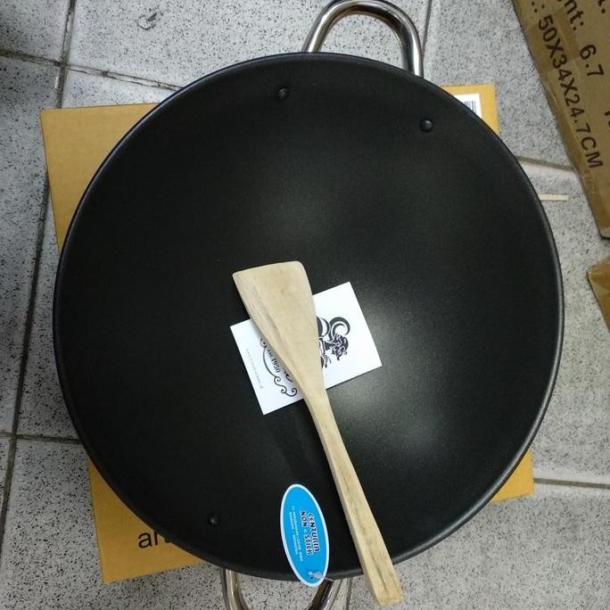 Wajan Kuali Bima 30Cm Lapisan Anti Lengket Wok Wajan Besi