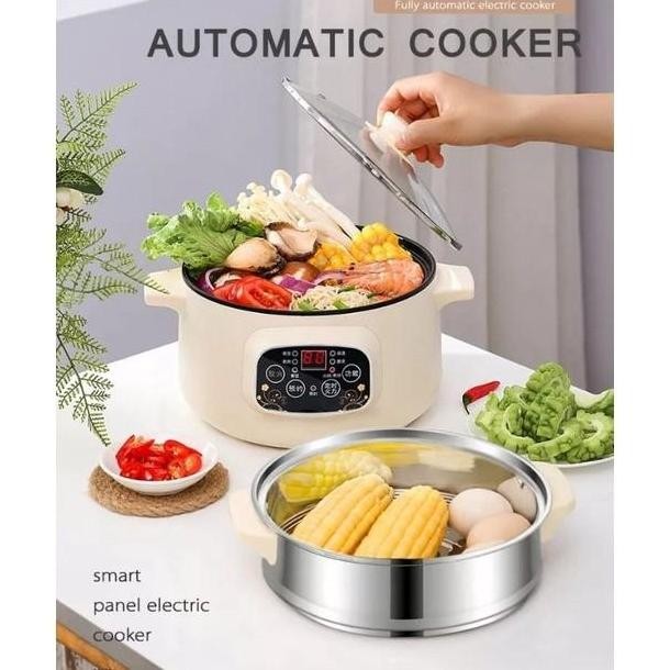 Panci Listrik Serbaguna 3.2L Free Kukusan Panci Listrik Besar Hot Pot