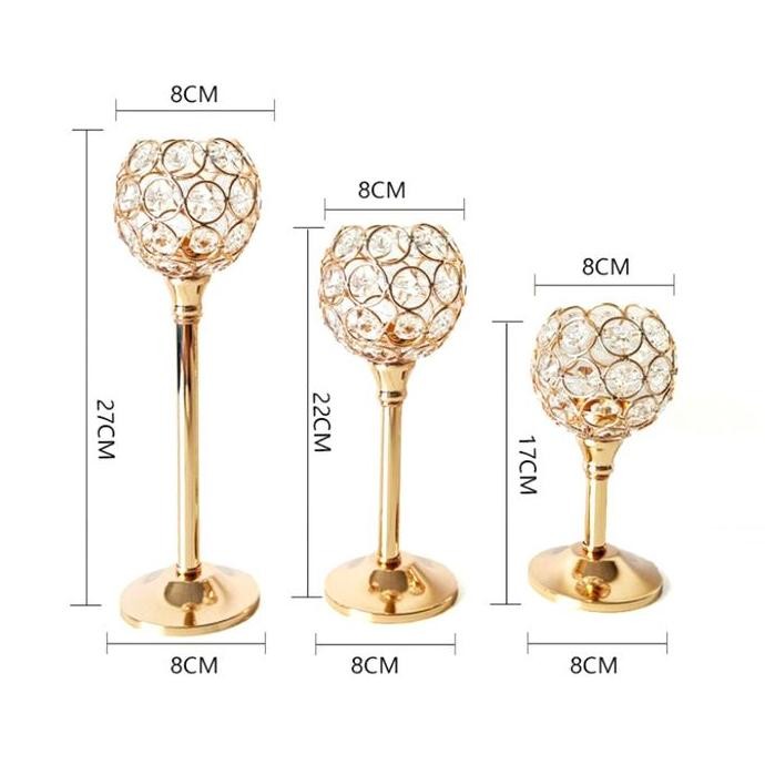 VELDORA- Tempat lilin kristal tempat lilin berlapis-lapis set tempat lilin tiga dalam satu tempat li