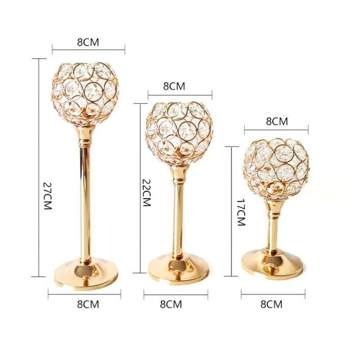 MIKAMI - Tempat lilin kristal tempat lilin berlapis-lapis set tempat lilin tiga dalam satu tempat li