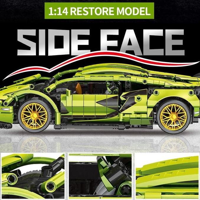 Mainan Mobil Lamborghini 1:14 Lego Rakit Sendiri Statis/Remote Control