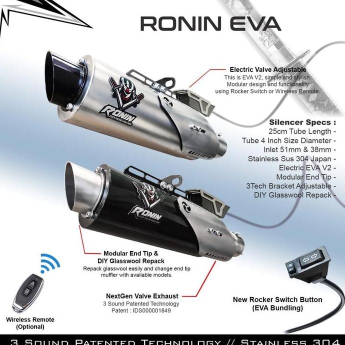 KNALPOT RACING 3TECH 3 SUARA NEXTGEN RONIN KATANA FULLSET ORIGINAL