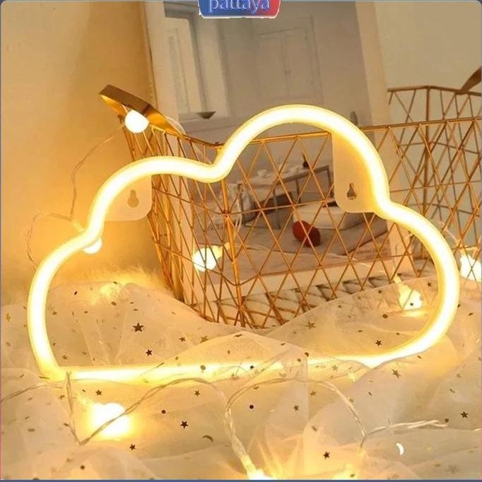 Lampu Neon Led Bentuk Awan Warna Pelangi Untuk Dekorasi