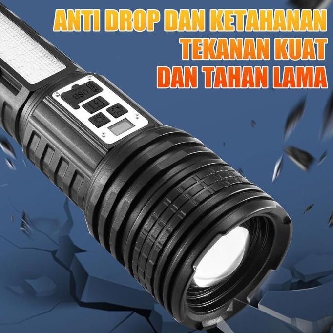 NANSO- S71 Senter LED Super Terang 100,000 Lumens 14 Mode Cahaya Tahan Air & Zoom Pengisian USB Type