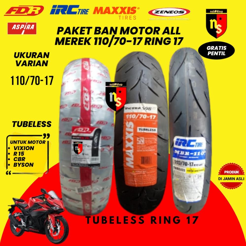 Baru BAN IRC MBR-110 RING 17 110/70 TUBELESS Free Pentil