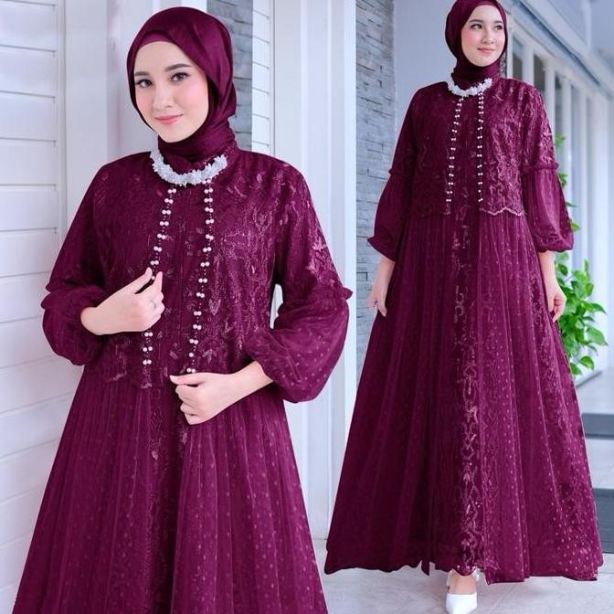 Maxi Efika Gamis Bordir Plus Mutiara Gamis Seragaman Gamis Lebaran Gamis Kondangan