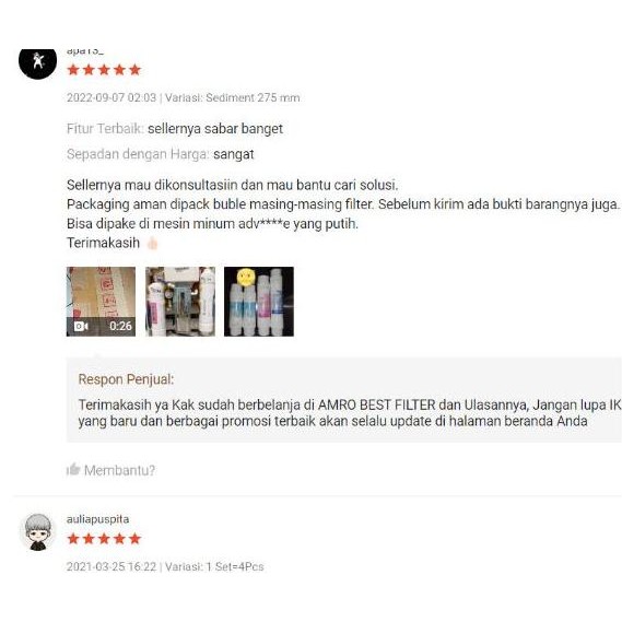 Filter Air Untuk Mesin Ro Advance Dan Coway