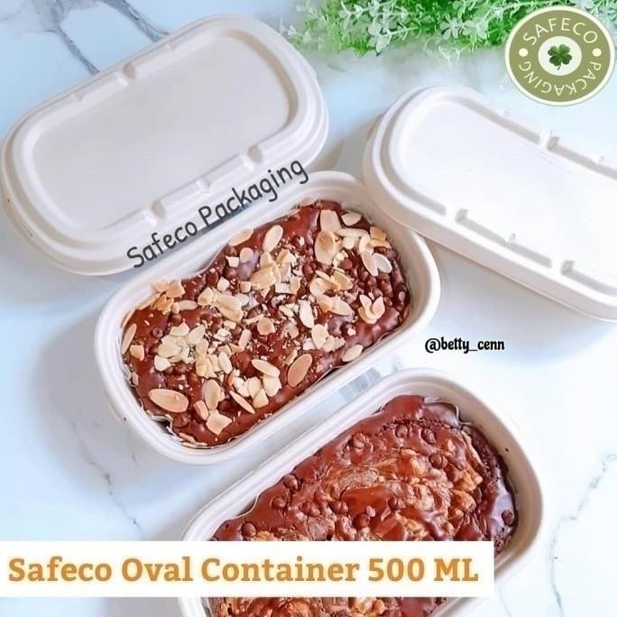 Bagasse Lunch Box Oval 500 ML Eco Food Box Kotak Makan Eco Friendly