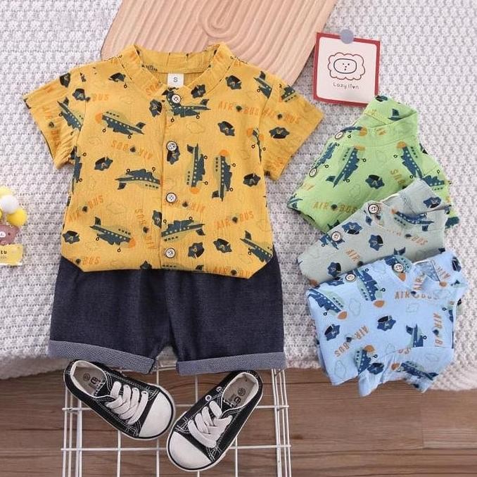 DI7 - AIRBUS TUXEDO SET Baju Celana Kemeja Pakaian Stelan Anak Laki Cowo Lucu Murah Terlaris Babee B