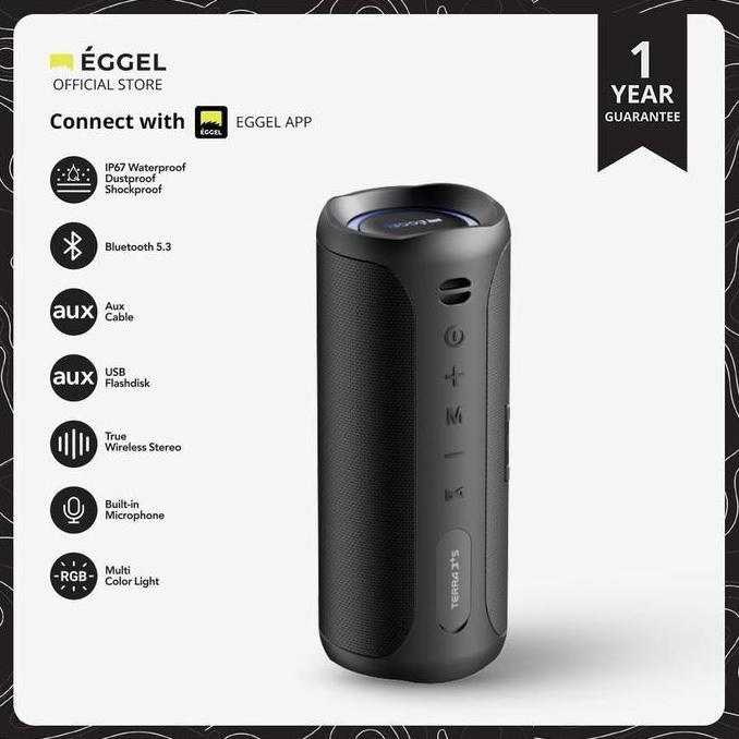 Speaker Bluetooth Eggel Terra 3 Plus S Waterproof with RGB Lights - Eggel Terra 3+S