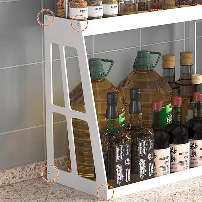 Rak Bumbu Dapur Stainless Steel Rak Botol Bumbu Rak Meja Makan Serbaguna Rak Bumbu