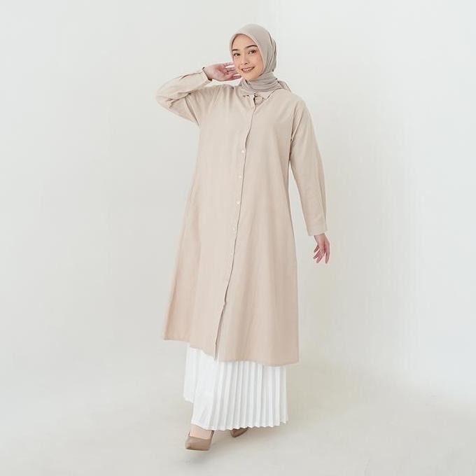 Hajin Tunik Dress B5010178  Premium By Sonia | Tunik Wanita Basic Full Kancing | Atasan Blouse Musli