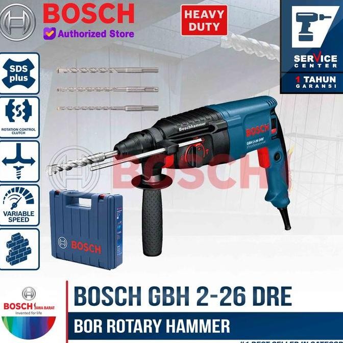 ZYUNJI- Bosch Bor Hammer Rotary SDS GBH 2-26 DRE 26MM 800 Watt Mesin Bor Beton