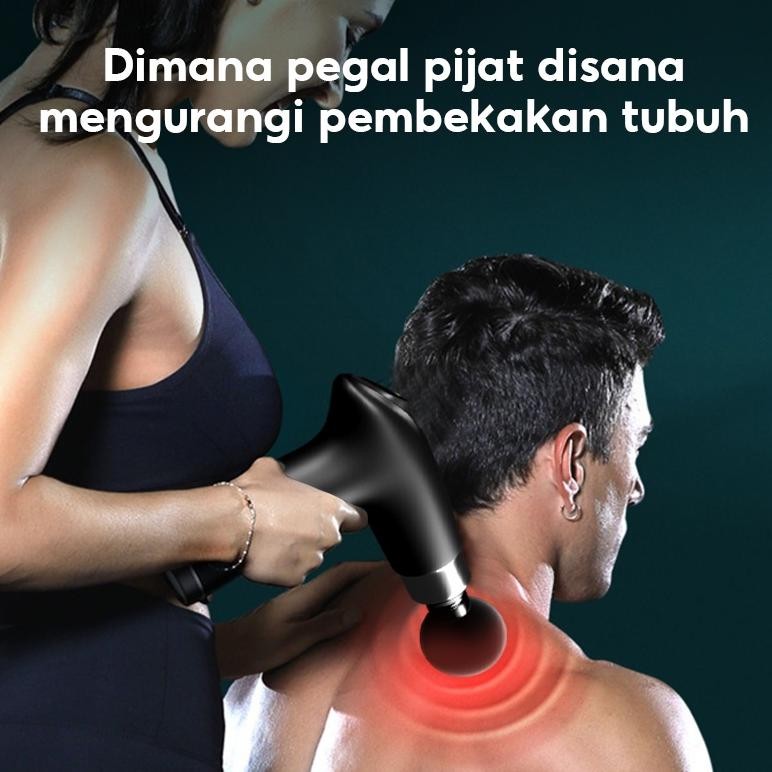 HAN RIVER Alat Pijat MASSAGE GUN - DEEP TISSUE MUSCLE MASSAGER GUN-HITAM