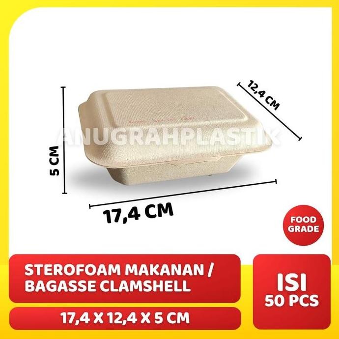 Sterafoam Kotak makanan / Bagasse Clamshell / Lunch box RAM