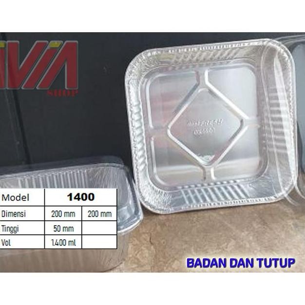 Set Alumunium Foil Cup Tray Kotak 20 X 20 Tutup Ox 1400