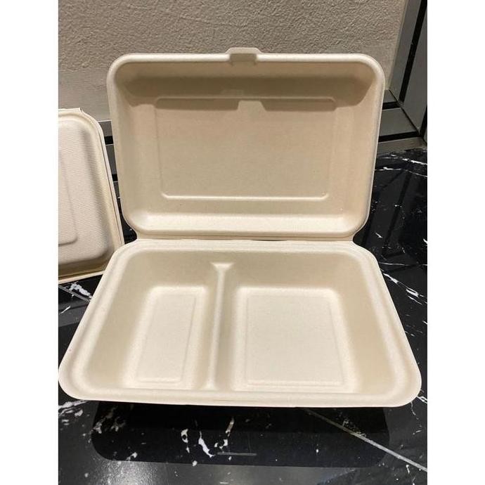 Lunch Box Bagasse Sugarcane 2 Sekat Ecofrenbag