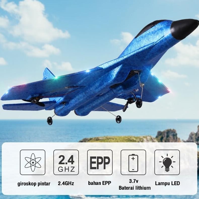Jojotoy Mainan Remote Control Pesawat Terbang SU35 RC Airplane Elektrik Baterai LED Anak Jarak Jauh