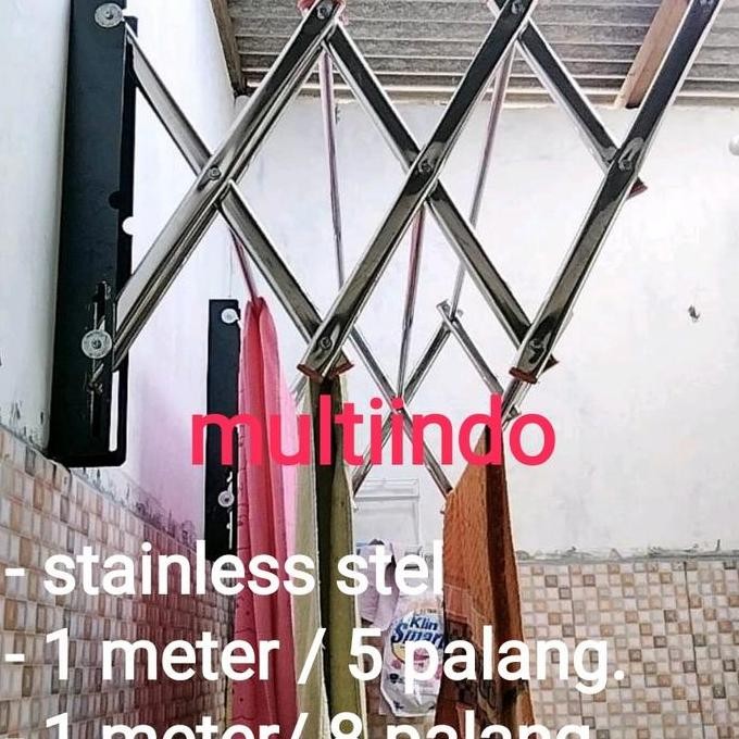JEMURAN GANTUNG DINDING LIPAT STAINLESS 1 METER 5 & 8 PALANG