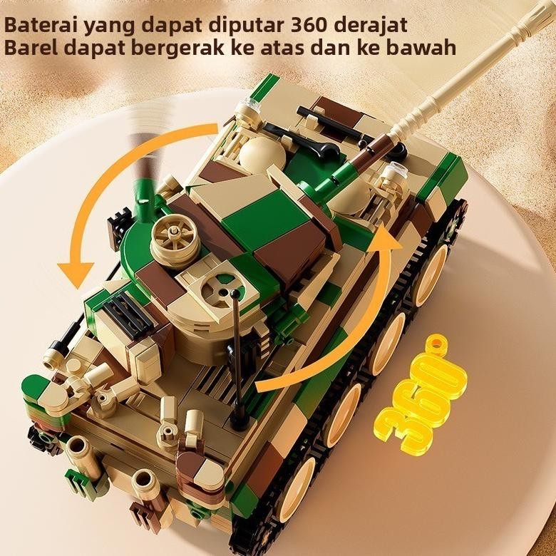 Tank Inersia Mainan Mobil Tank Batu Bangun Partikel Kecil Toy Bricks Mainan Pendidikan Hadiah