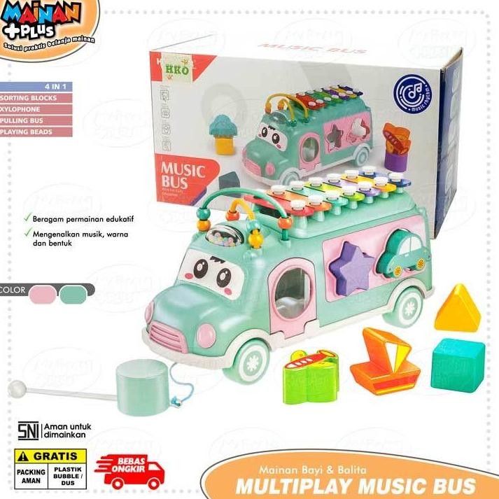 MAINAN EDUKASI EDUKATIF ANAK BAYI BALITA BUS XYLOPHONE SORTING BLOCKS SHAPE SHORTER