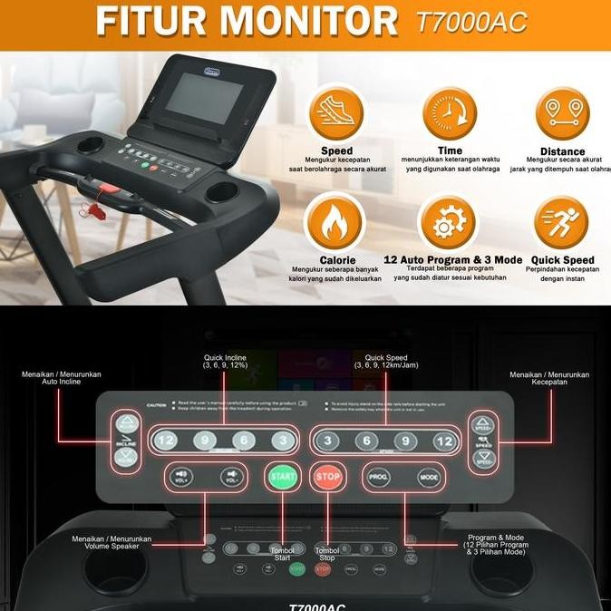 Terlaris Twen T7000Ac Treadmil Listrik Treadmill Portable Treadmill Multifungsi Treadmil Lipat Alat 