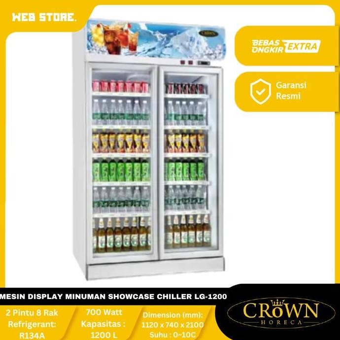 CORVUS Mesin Pendingin Display Minuman Showcase Chiller 2 Pintu 8 Rak LG-1200 Crown