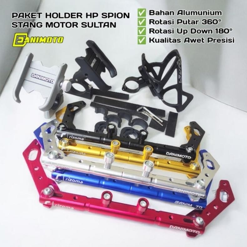 EDELWEIS Holder HP Dudukan Spion Stang Motor Paket Bracket C7 Botol minum Nmax Lexi Aerox Vario Scoo