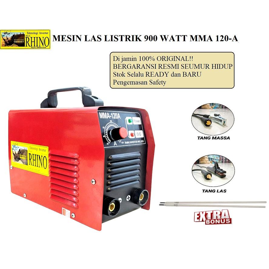 FEVERFEW RHINO Mesin Las Listrik 900watt 900 Watt MERAH Trafo Las Inverter 120A 900W Travo Las 900Wa