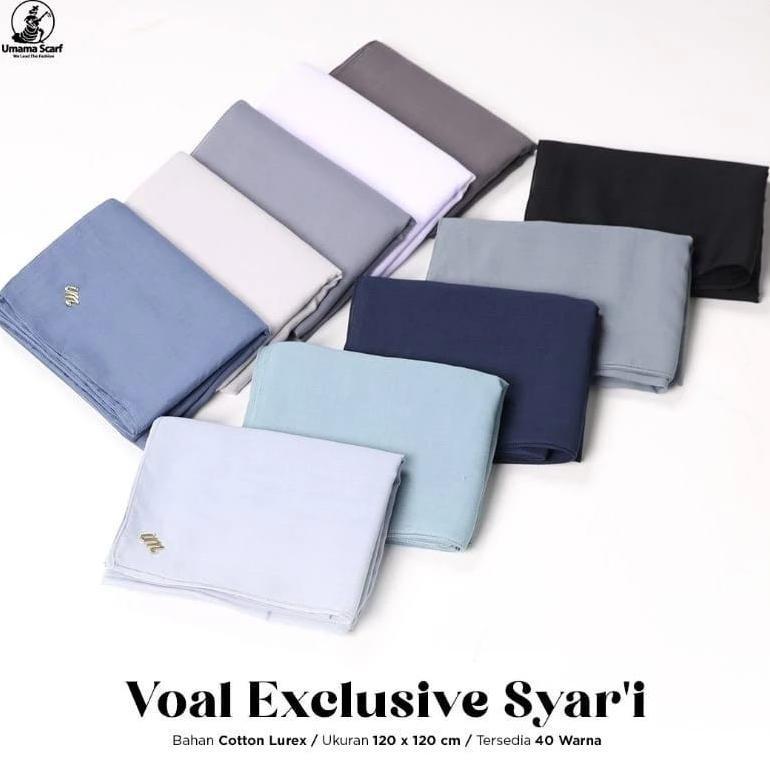 HIJAB SEGIEMPAT JUMBO VOAL EXCLUSIVE SYARI 120X120CM JAHIT TEPI UMAMA