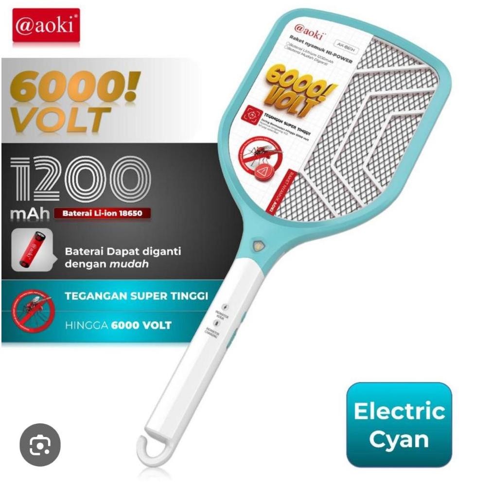 Raket Nyamuk Aoki Hi Power AK-861H  dengan tegangan super tinggi menggunakan batrei lithium 12100mAh