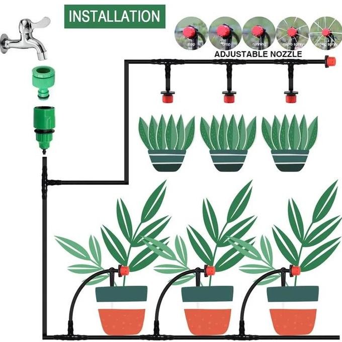 paket set selang irigasi penyiram tanaman hidroponik timer keran air