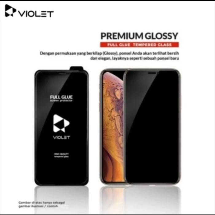 tempered glass violet iphone XR full cover - black