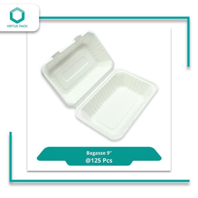 Virtuspack/ Eco Friendly / Lunch Box / Food Box / Bagasse 9" / 125 pcs