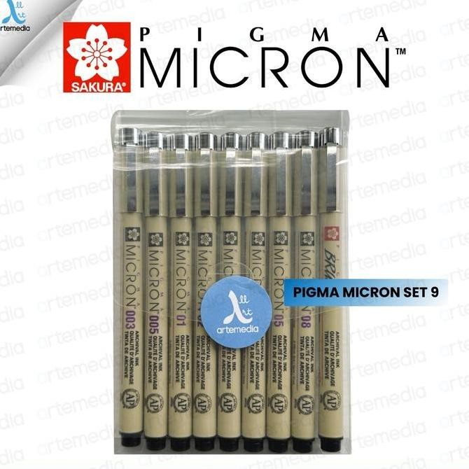 SAKURA PIGMA MICRON SET 9 DRAWING PEN PIGMENT INK ORIGINAL DAN TERPERCAYA