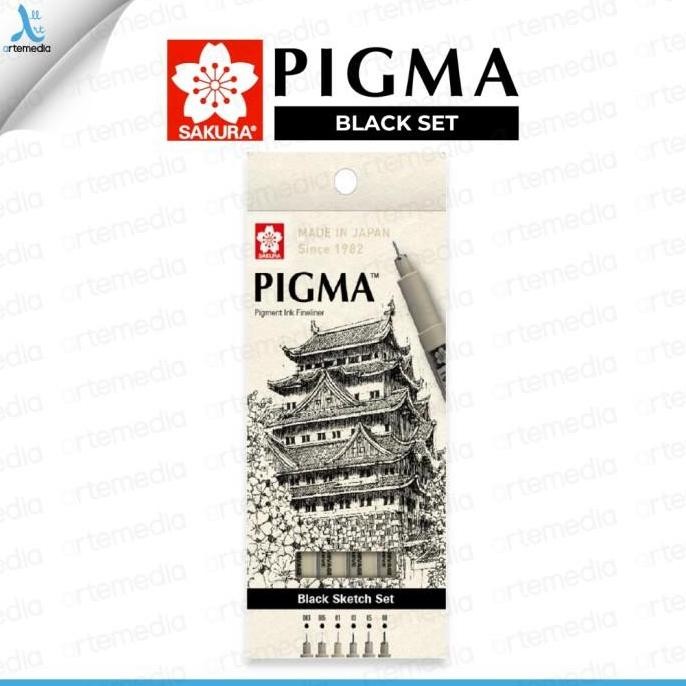 DRAWING PEN SAKURA PIGMA MICRON BLACK 6 SET A ORIGINAL DAN TERPERCAYA