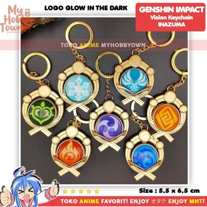 Gantungan Kunci Vision Genshin Impact INAZUMA Glow In The Dark