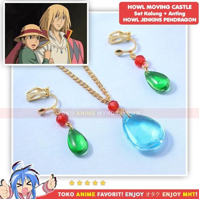 Set Anting Kalung Howl's Moving Castle Howl Jenkins Pendragon Cosplay