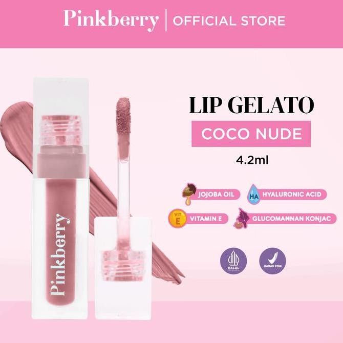 PINKBERRY Lip Gelato 4.2ml Coco Nude - Long Lasting Moisturizing Lipstick Velvet Matte Cream