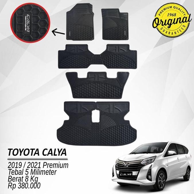 KARPET MOBIL TOYOTA CALYA 2019/2021 LOGO PUTIH PREMIUM FULL SET