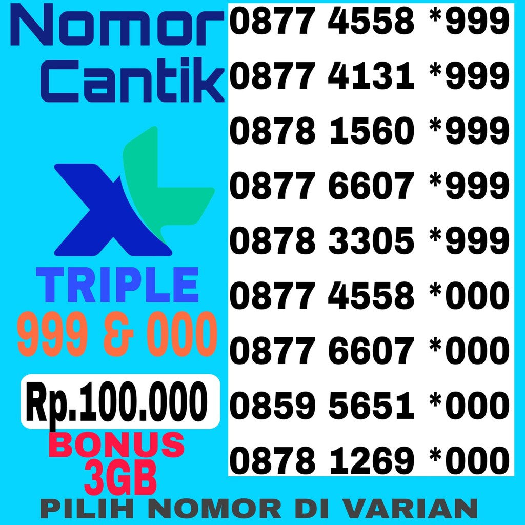 NOMOR CANTIK KARTU PERDANA XL TRIPLE