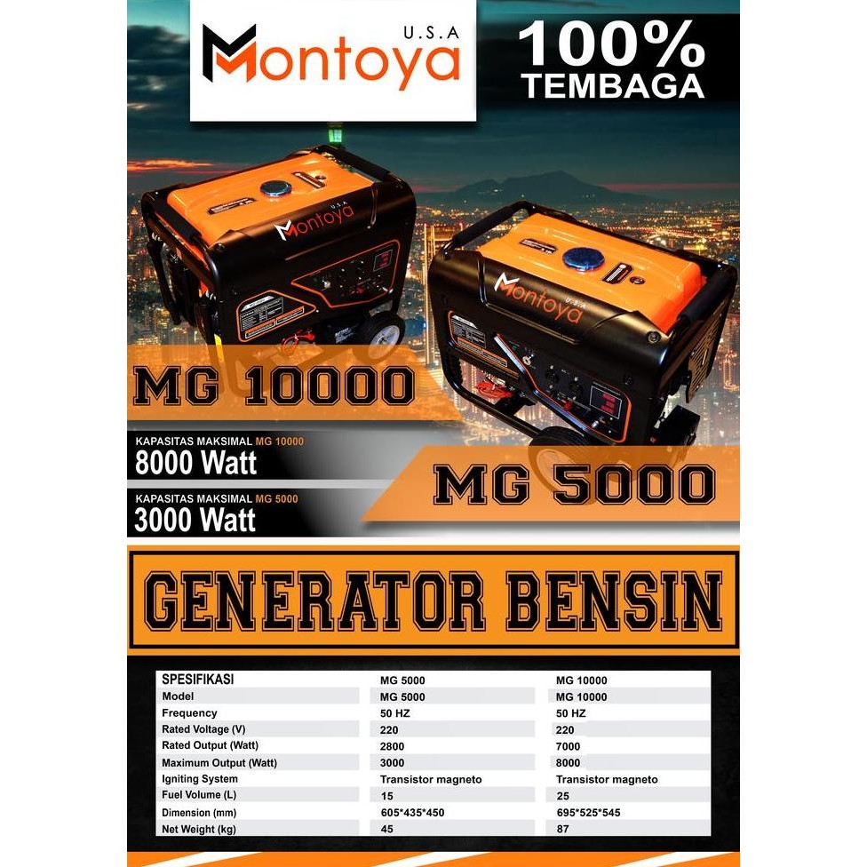 Genset 10 Kva 8000 Watt Montoya Garansi 100% Tembaga 10Kva Mg 10000  Sukses Mart 25