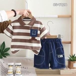 SETELAN KEMEJA DENIM ANAK LAKI LAKI 1-3TAHUN/ SET KEMEJA JEANS ANAK LAKI LAKI