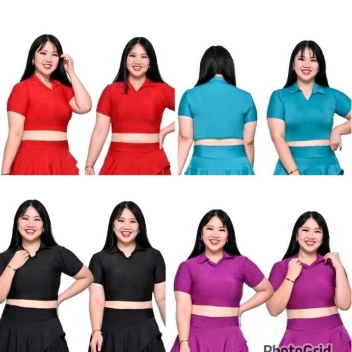 Promo Atasan Crop Kerah Jumbo Untuk Senam Gym Fitness Zumba Wanita Cod