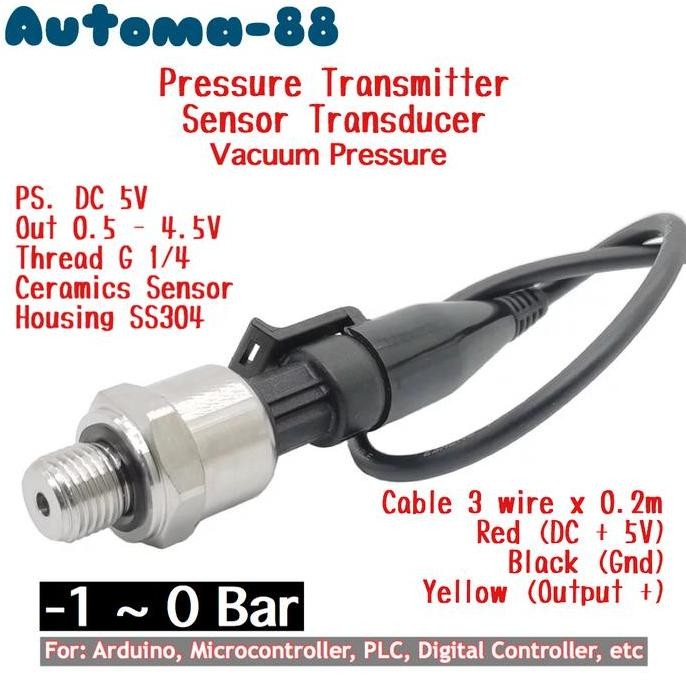 KAORU- Negative Pressure Sensor -1 ~ 0 Bar -1Bar Vacuum Transducer DC 5V