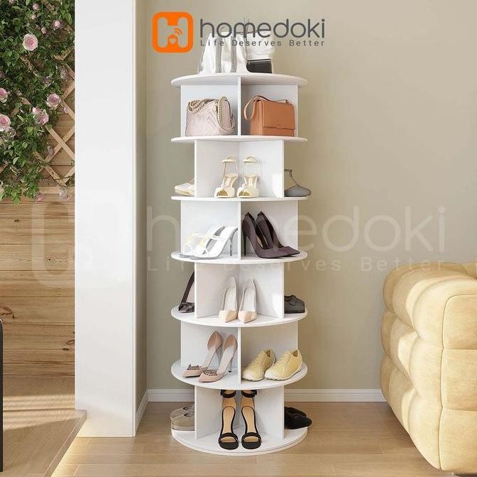 WONDERWEISS- Homedoki Rak Sepatu Putar/Lemari Sepatu Putar/Rak Sepatu Minimalis/Rak Pajangan