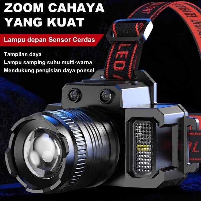 KYOKOTSU- Senter kepala impor dengan lampu kuat yang terpasang di kepala, dapat diisi ulang, senter 