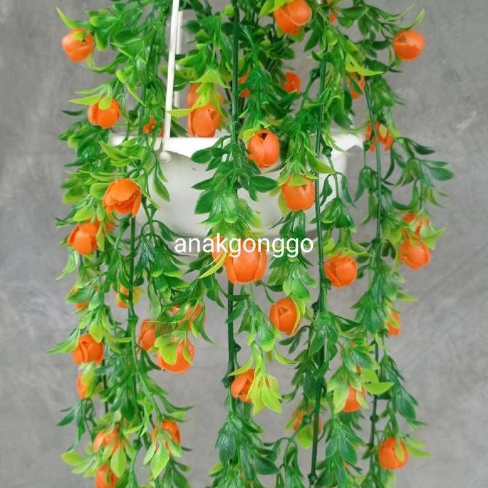 DF273>> Hiasan Bunga Vernalya Priti Orens Gantung dan Pot Tali Plastik Putih Hiasan Pajangan Dekoras
