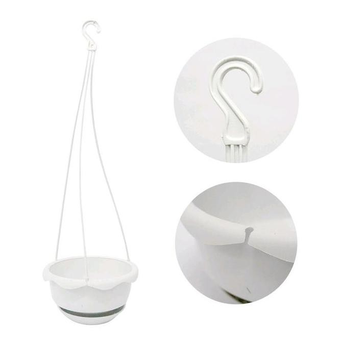 DF248>> Bunga Artificial Plastik Priti Vernalya Merah Juntai dan Pot Gantung Putih untuk Hiasan Paja