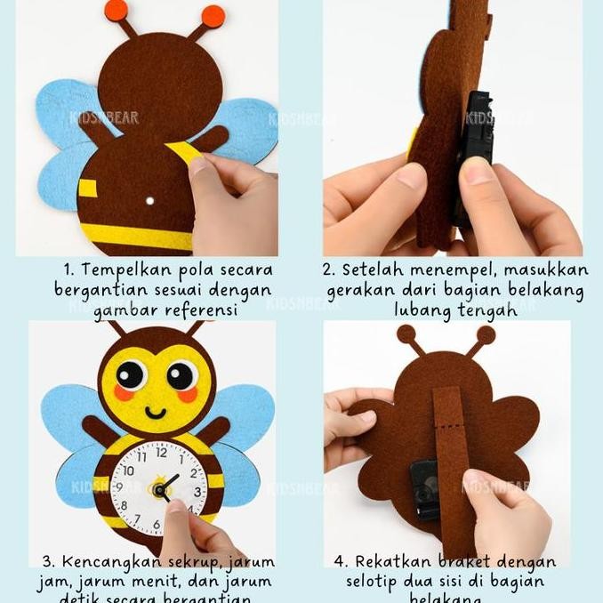 DE16 >> Diy Jam Dinding flanel / Prakarya anak Jam Meja Non woven kids clock / diy jam gantung flane